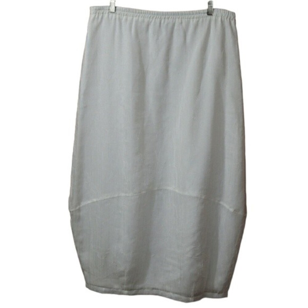 Sue Wong White Midi Pencil Skirt LG Slip Skirt White Wrinke Crinkle Vintage